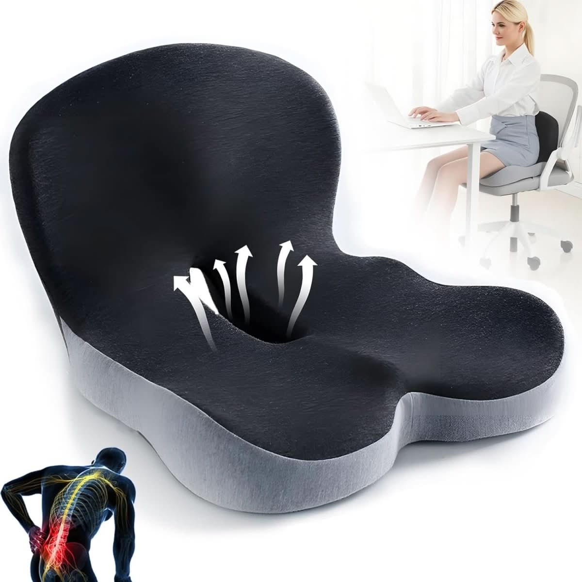 Seat Cushion Memory Foam Non-Slip Removable Cover
