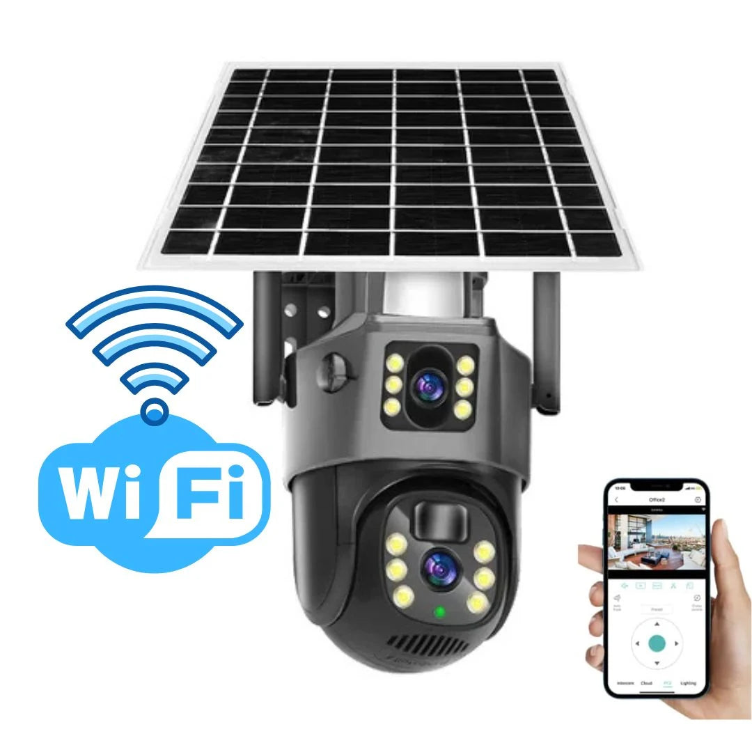 Security Camera 4K Dual-Lens 10x Zoom Solar Rechargeable