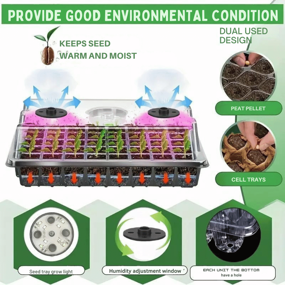 Seed Starter Station Full-Spectrum LED & Adjustable Humidity