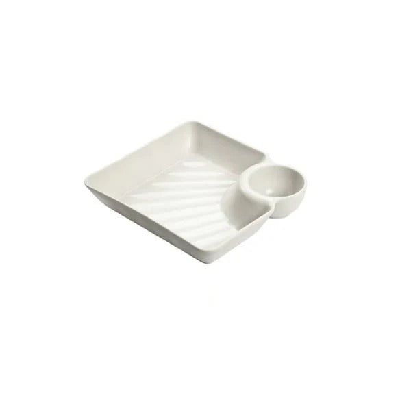 Serving Plate Separate Sauce Compartment Dishwasher Safe