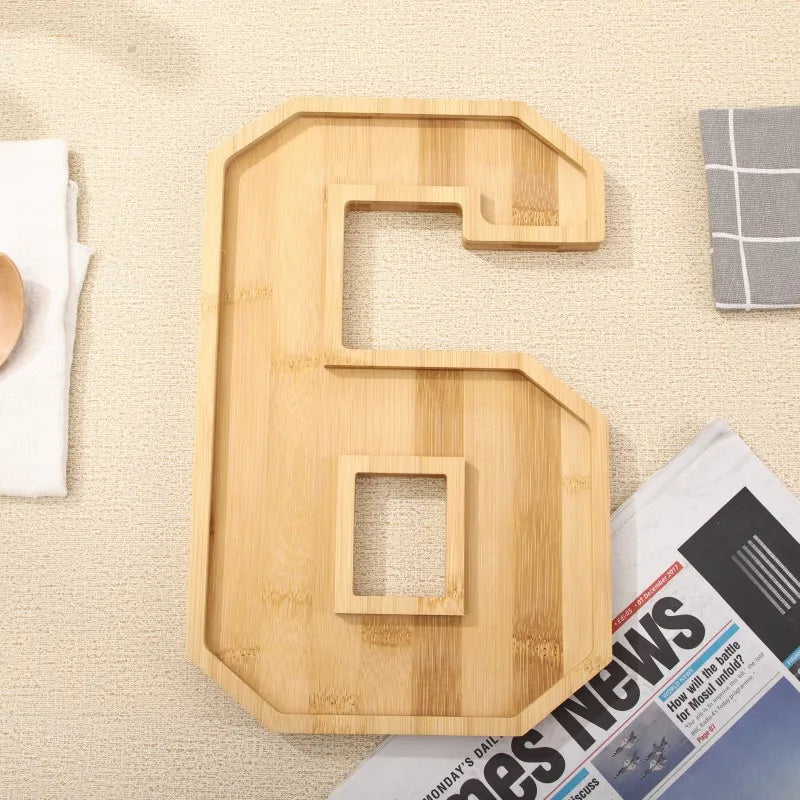 Serving Tray Number-Shaped Bamboo Numbers 0-9