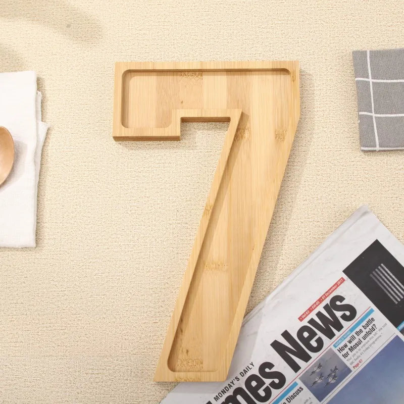 Serving Tray Number-Shaped Bamboo Numbers 0-9