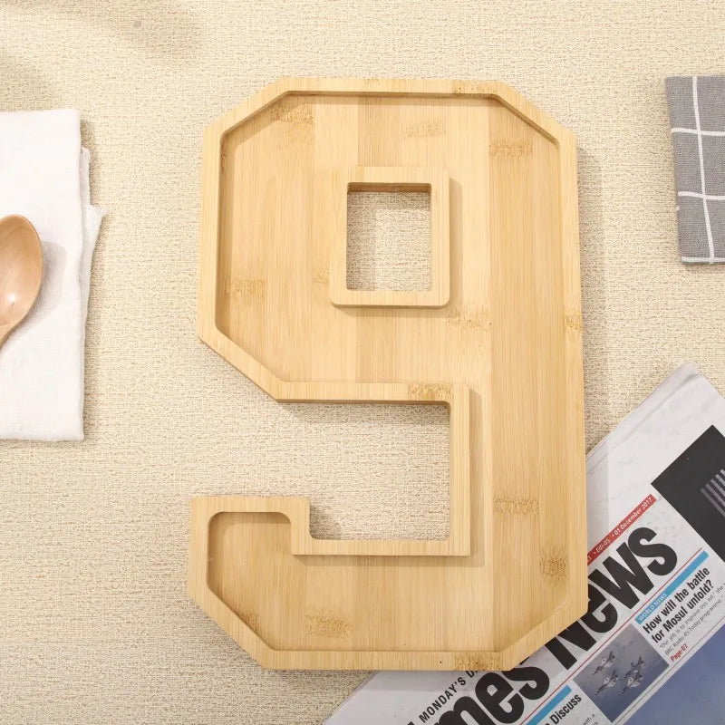Serving Tray Number-Shaped Bamboo Numbers 0-9