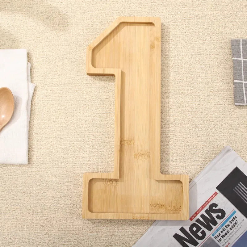 Serving Tray Number-Shaped Bamboo Numbers 0-9