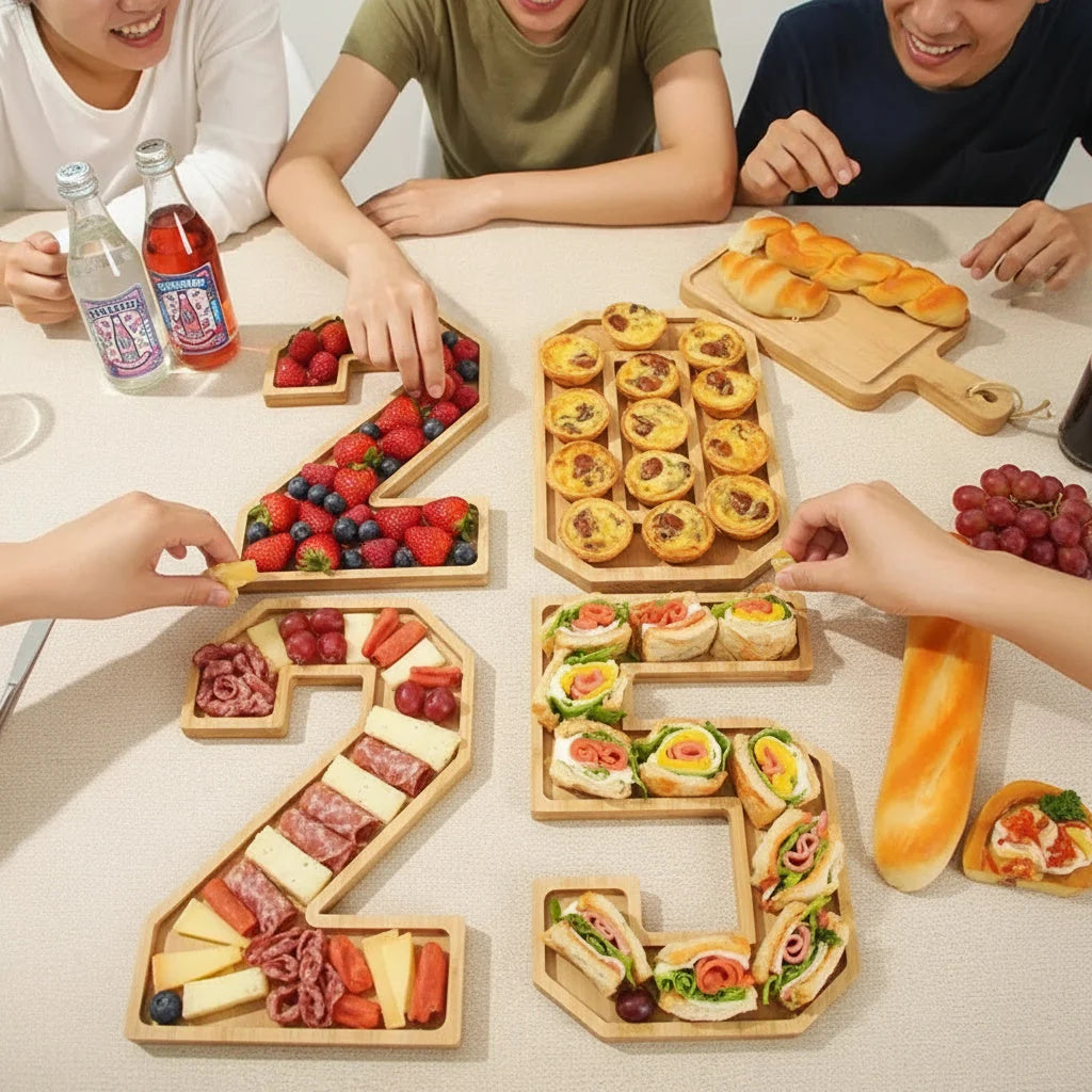 Serving Tray Number-Shaped Bamboo Numbers 0-9