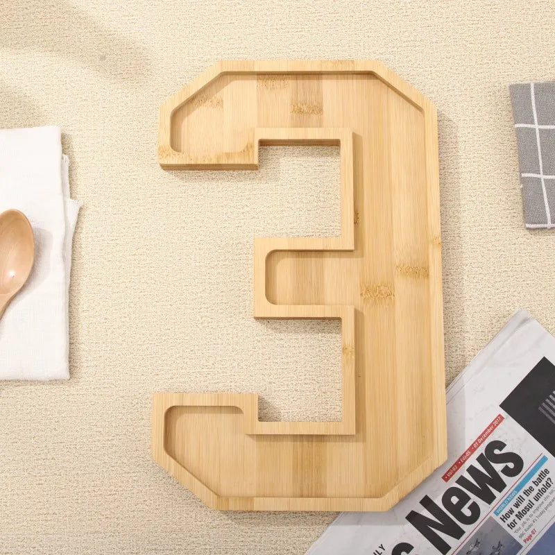 Serving Tray Number-Shaped Bamboo Numbers 0-9