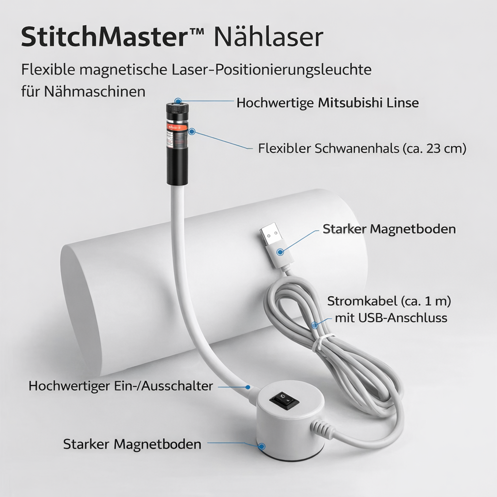 Sewing Machine Laser Guide Magnetic USB-Powered 3 Modes