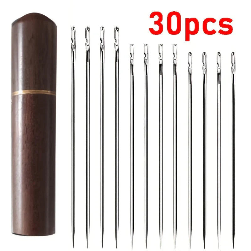 Sewing Needle Set Side-Threading Stainless Steel 30 Pieces