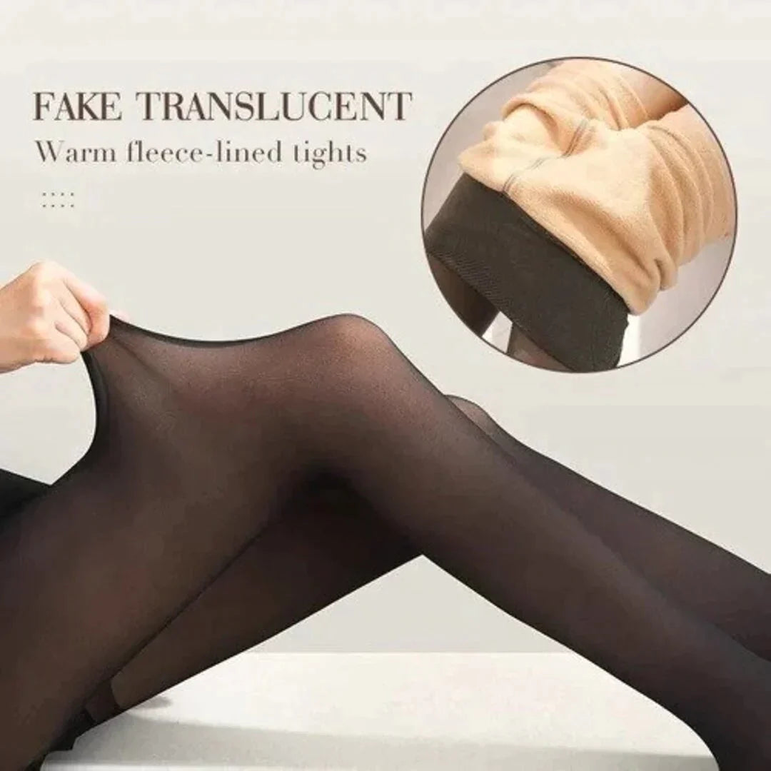 Sheer Tights Fleece-Lined High-Waist Shaping