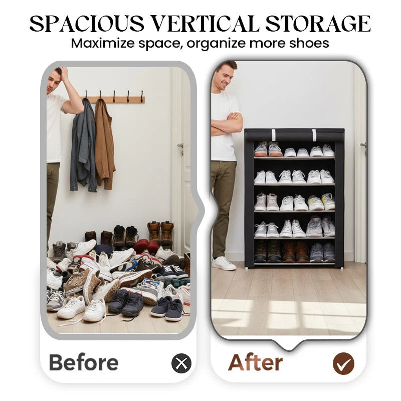 Shoe Cabinet Tool-Free Assembly Steel Frame Breathable Cover