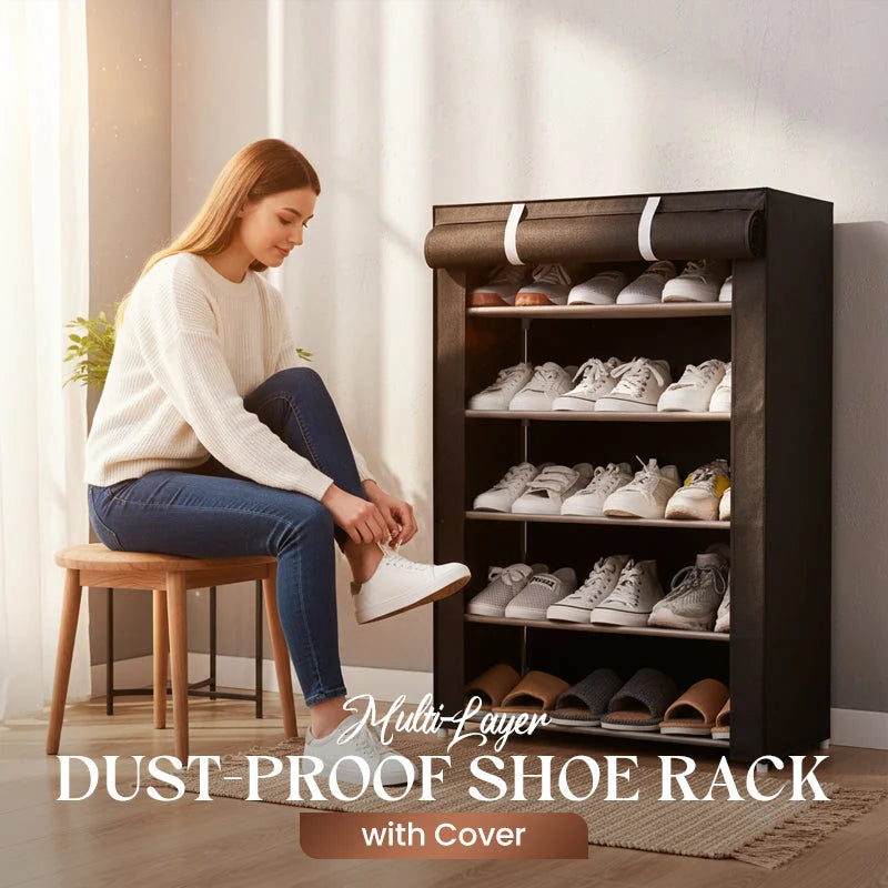 Shoe Cabinet Tool-Free Assembly Steel Frame Breathable Cover