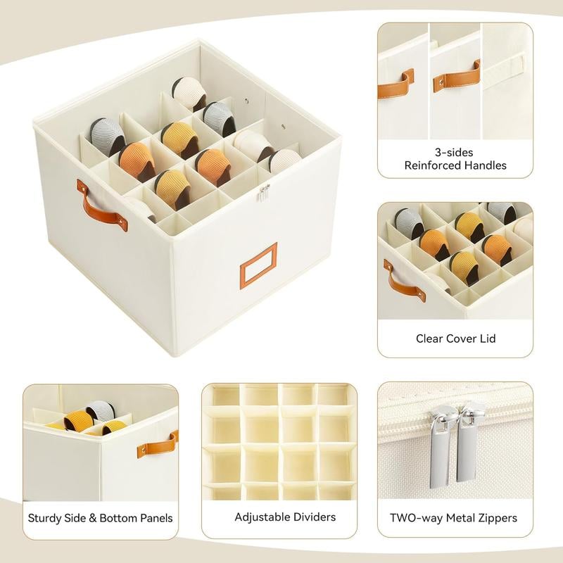Shoe Organizer Adjustable Dividers & Clear Cover