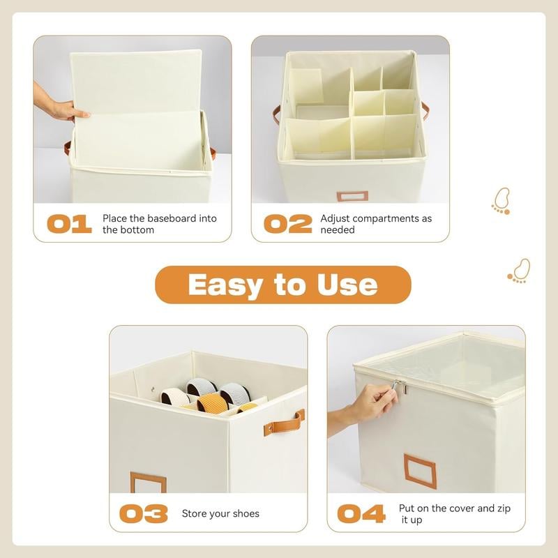 Shoe Organizer Adjustable Dividers & Clear Cover