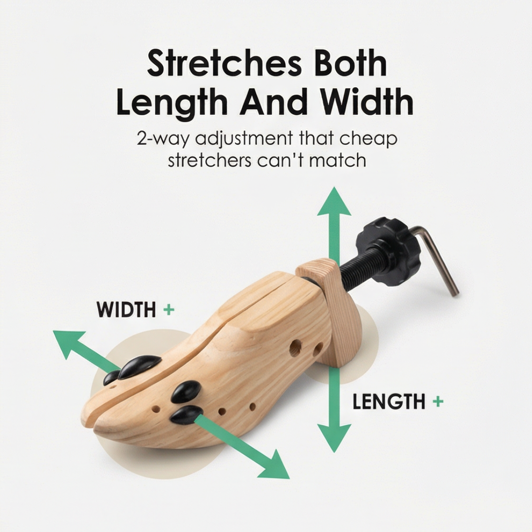 Shoe Tree Natural Wood 2-Way Stretch Removable Ball Plugs