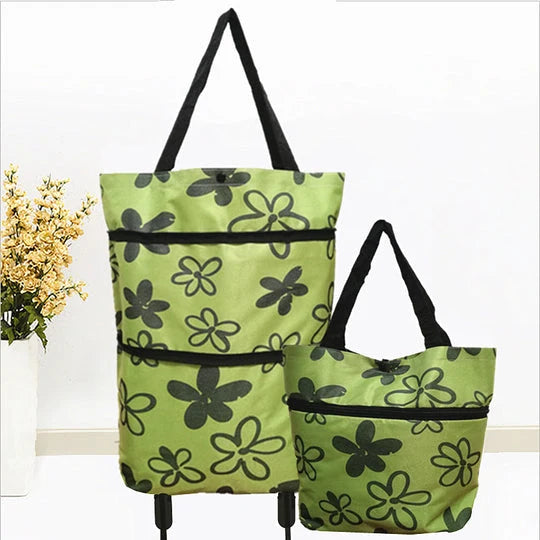Shopping Bag 2-in-1 Foldable Wheels & Padded Handles