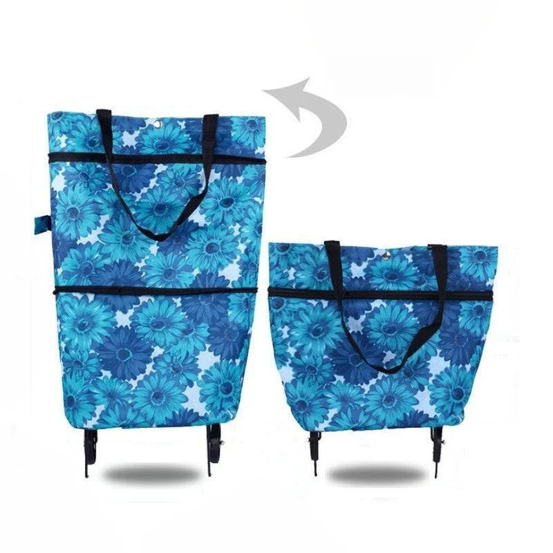 Shopping Bag 2-in-1 Foldable Wheels & Padded Handles