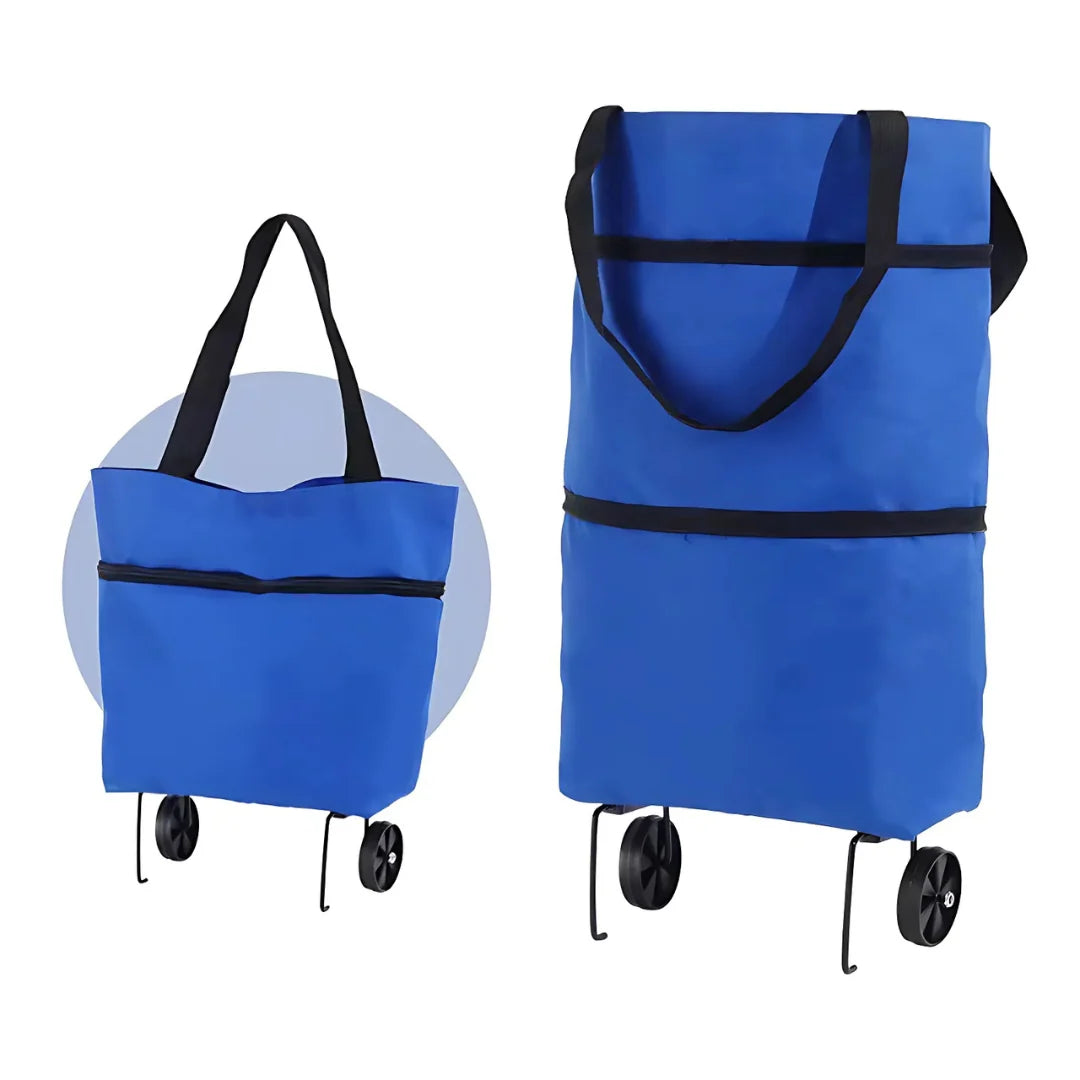 Shopping Trolley Foldable Retractable Wheels 600D Oxford & Metal Frame