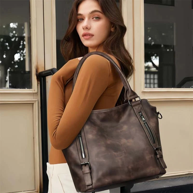 Shoulder Bag Convertible 3-in-1 PU Leather Padded Laptop Compartment