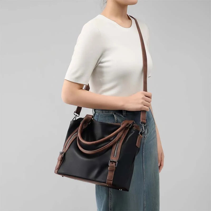 Shoulder Bag Convertible 3-in-1 PU Leather Padded Laptop Compartment