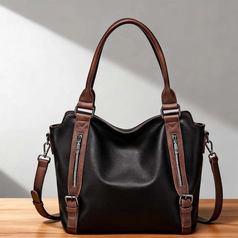 Shoulder Bag Convertible 3-in-1 PU Leather Padded Laptop Compartment