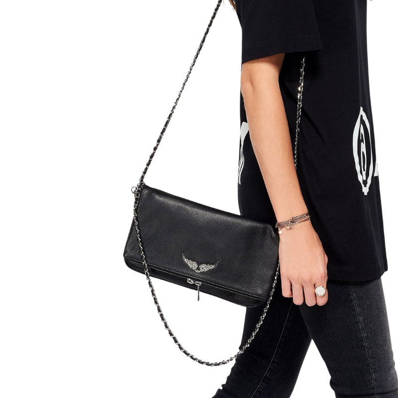 Shoulder Bag Faux Leather Gold Chain Zipper Closure