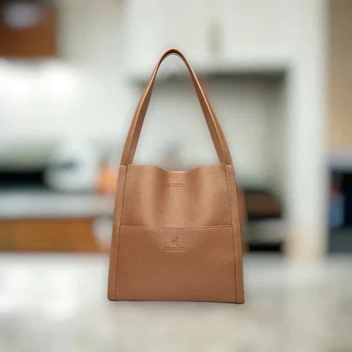 Shoulder Bag Genuine Leather Zipper Closure & Multiple Compartments