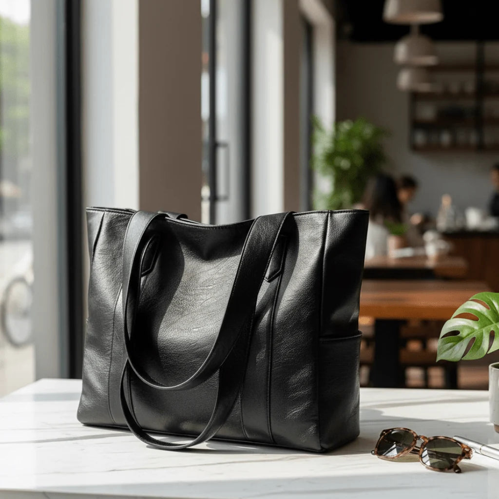 Shoulder Bag Smooth PU Leather Spacious Interior Adjustable Strap