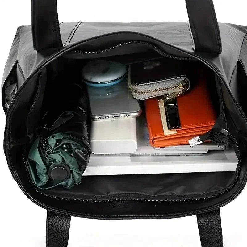 Shoulder Bag Smooth PU Leather Spacious Interior Adjustable Strap