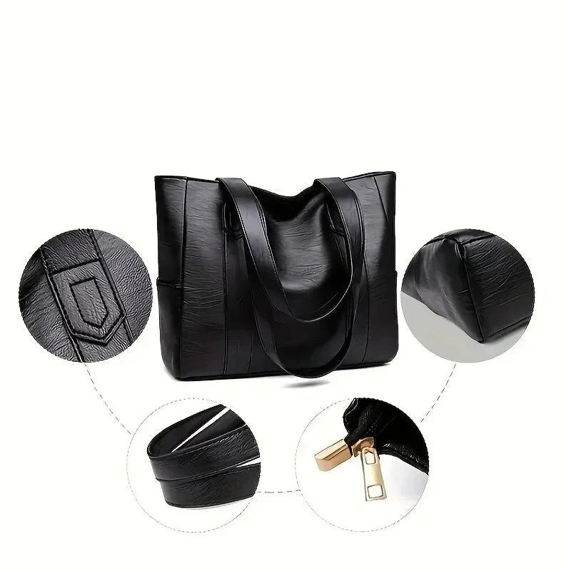 Shoulder Bag Smooth PU Leather Spacious Interior Adjustable Strap