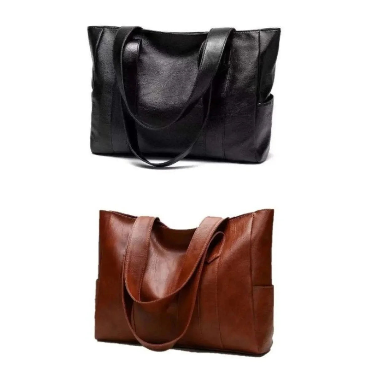 Shoulder Bag Smooth PU Leather Spacious Interior Adjustable Strap