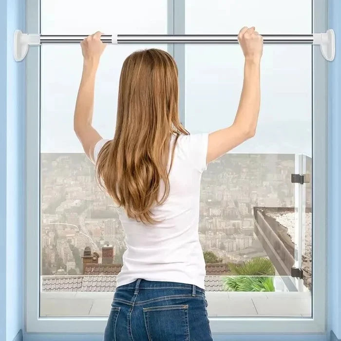 Shower Curtain Rod Telescopic No-Drill Adhesive Stainless Steel