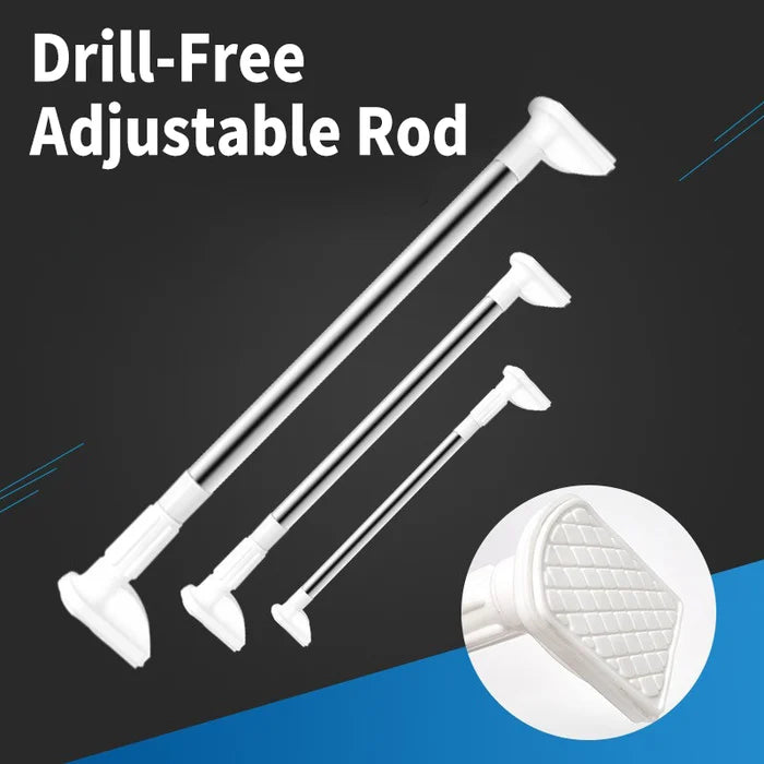 Shower Curtain Rod Telescopic No-Drill Adhesive Stainless Steel