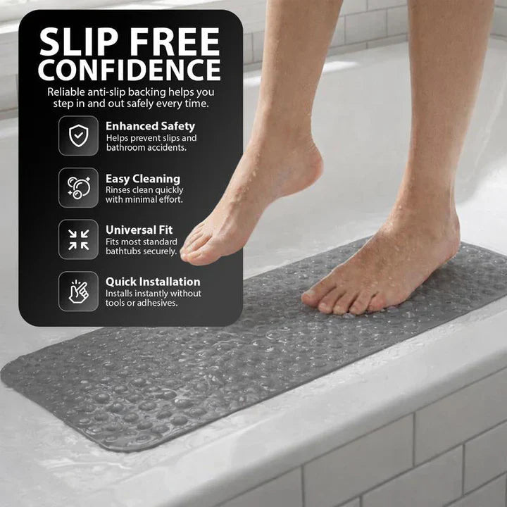 Shower Mat Non-Slip Suction-Cup Backing Drain Holes Full Coverage