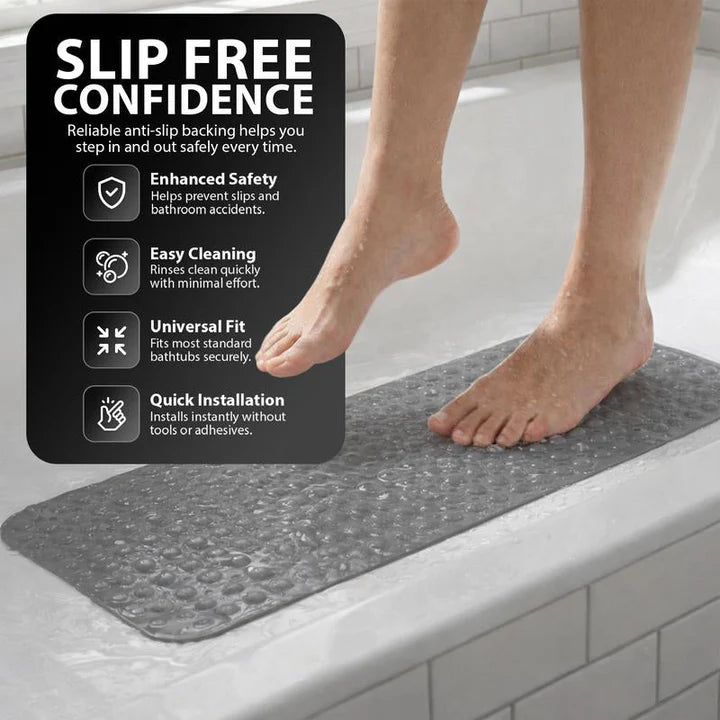 Shower Mat Suction-Cup Base & Textured Top Quick-Drying PVC