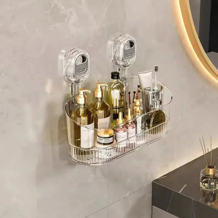 Shower Organizer Snap-On Drill-Free Open-Bottom Drain