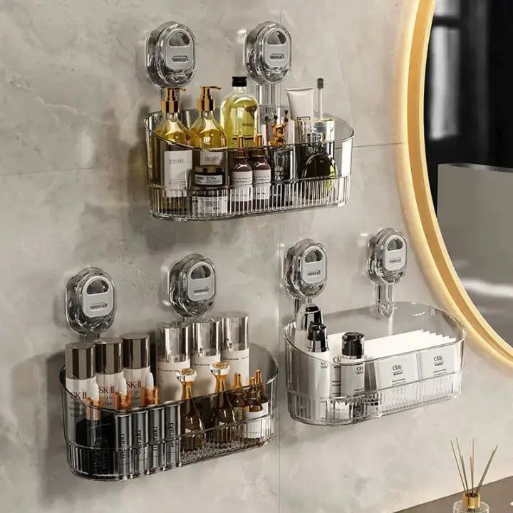 Shower Organizer Snap-On Drill-Free Open-Bottom Drain