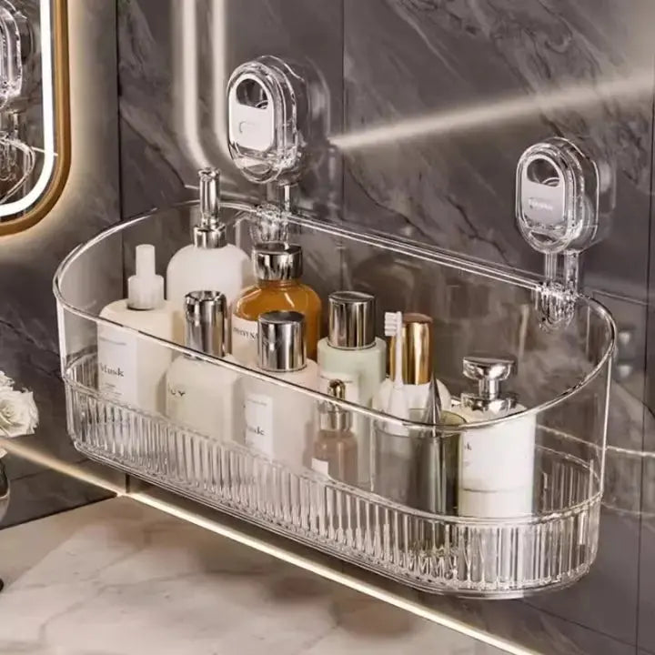 Shower Organizer Snap-On Drill-Free Open-Bottom Drain