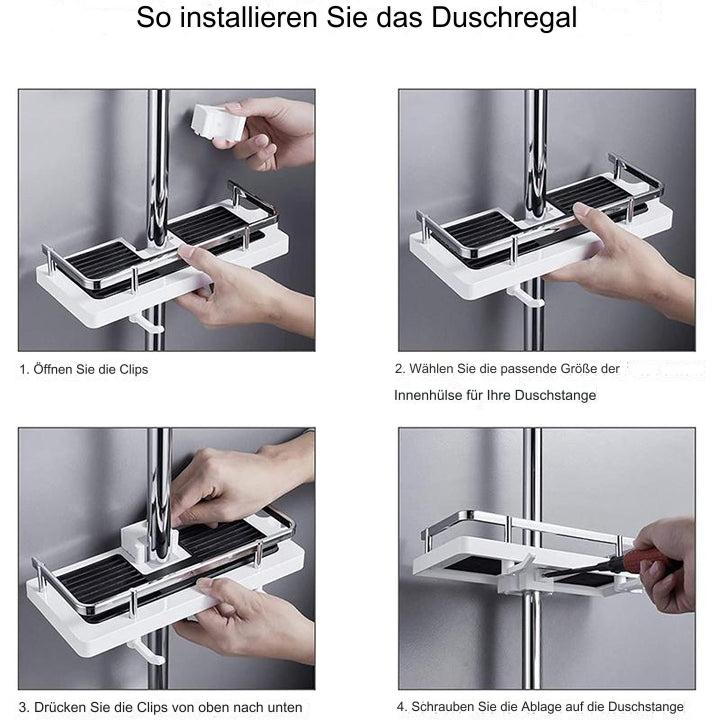 Shower Shelf Clamp-On Chrome-Plated Non-Slip Insert