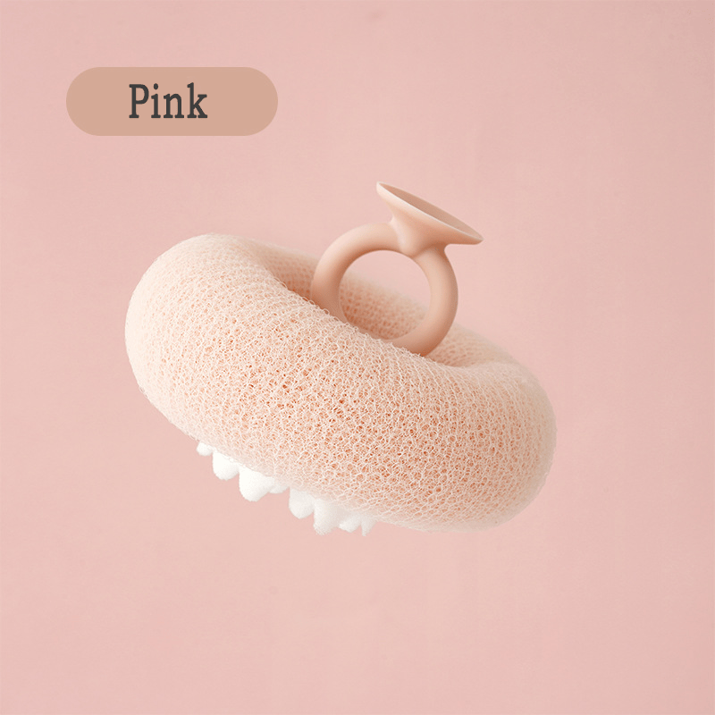 Shower Sponge Massage Nodules Ergonomic Ring Handle Suction Hook