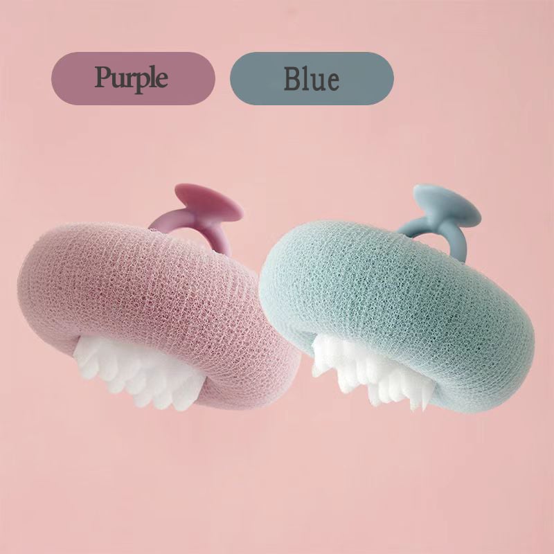 Shower Sponge Massage Nodules Ergonomic Ring Handle Suction Hook