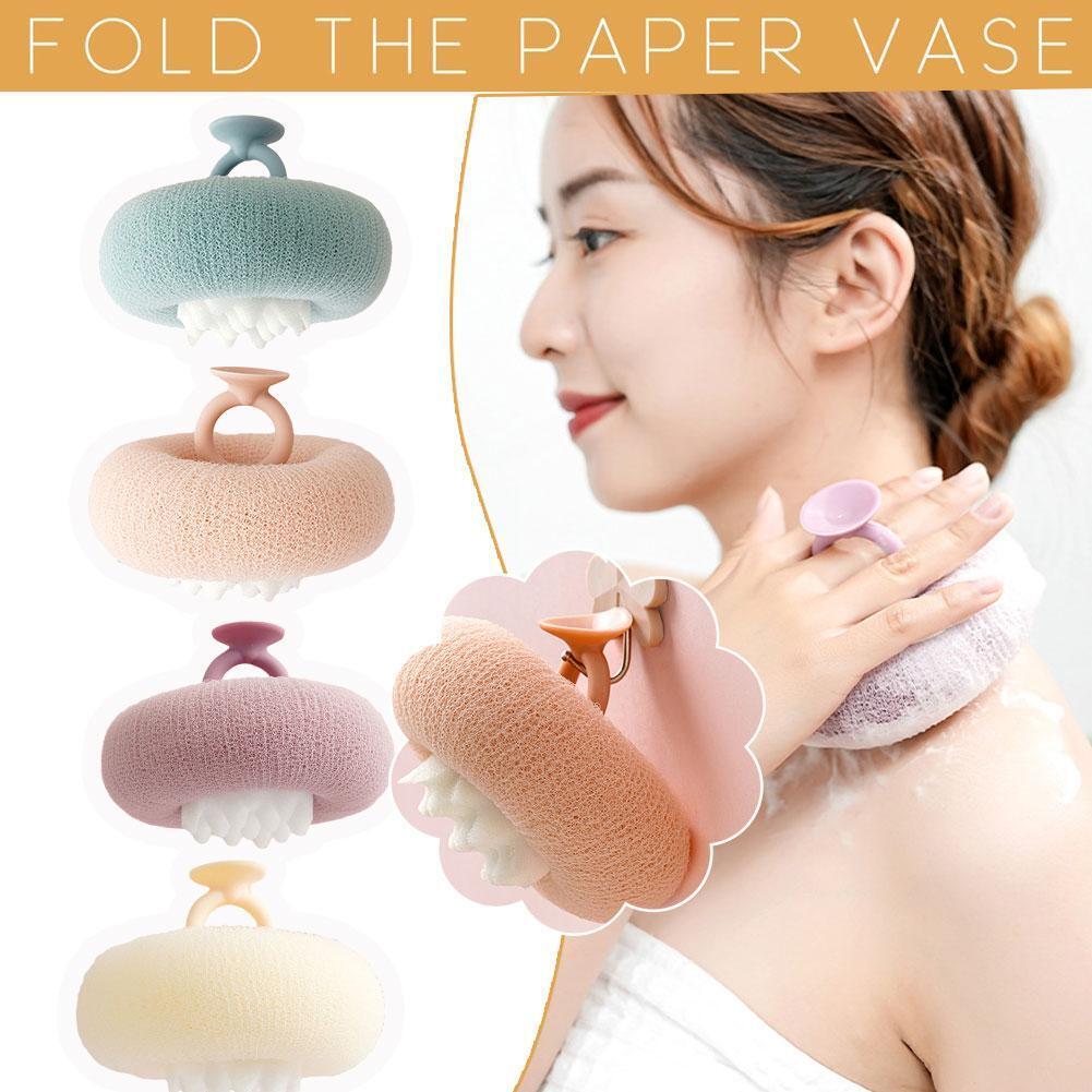 Shower Sponge Massage Nodules Ergonomic Ring Handle Suction Hook