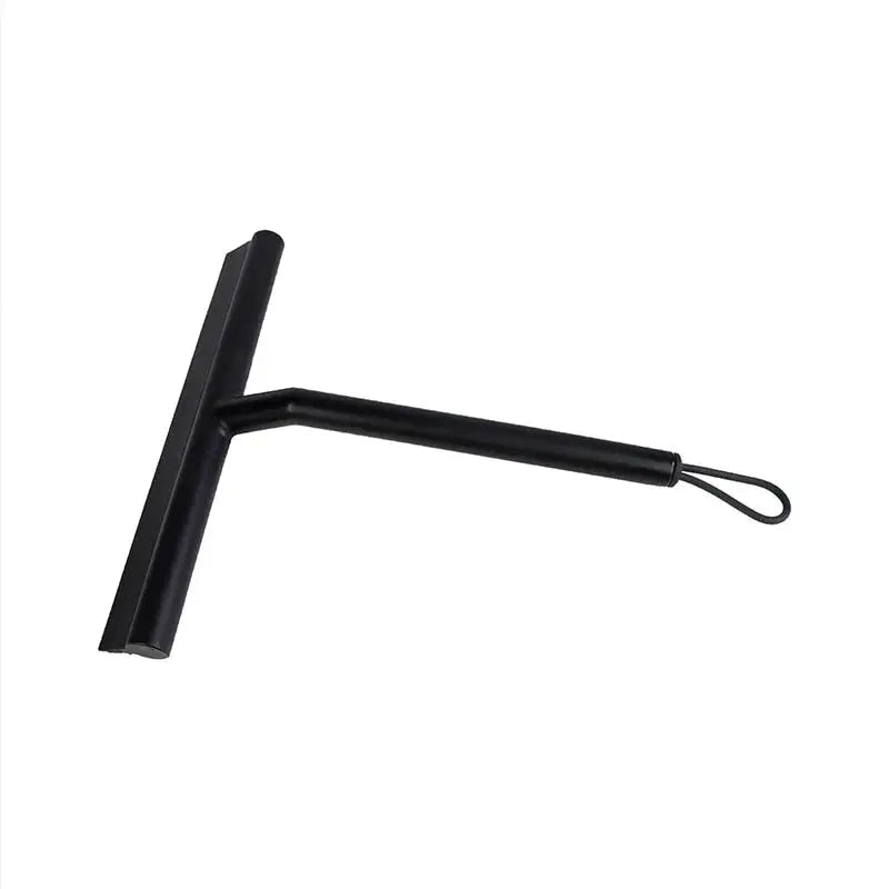 Shower Squeegee Matte Black Rubber Blade & Hanging Hook