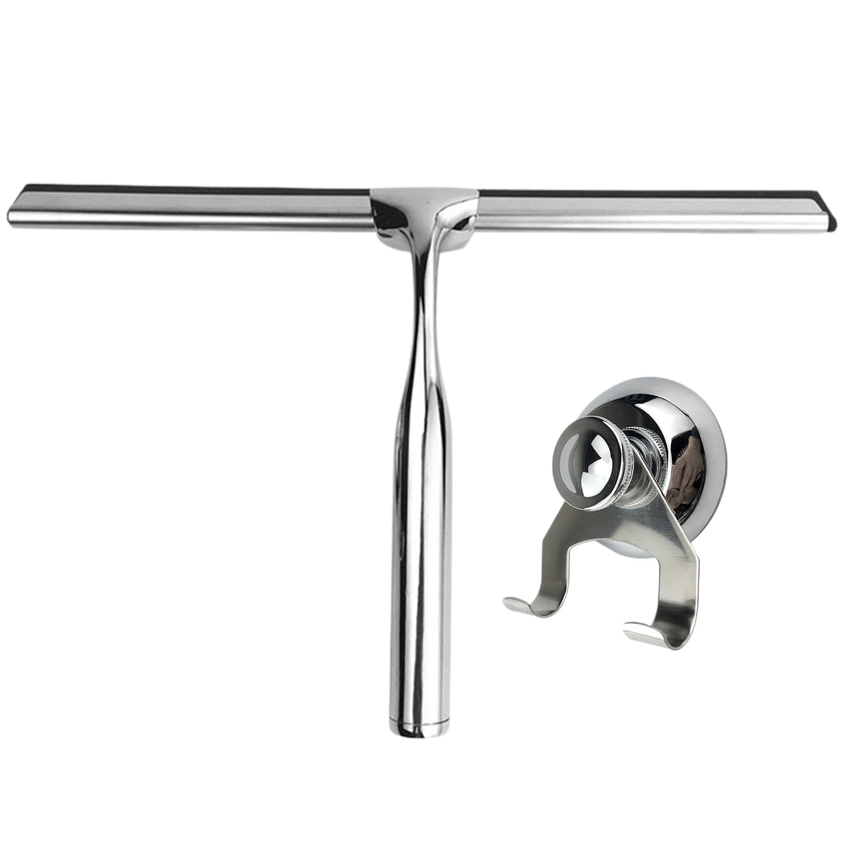 Shower Squeegee Stainless Steel Rubber Blade Suction Cup