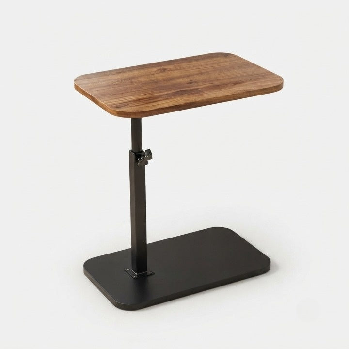 Side Table C-Shape Height-Adjustable Wood Top