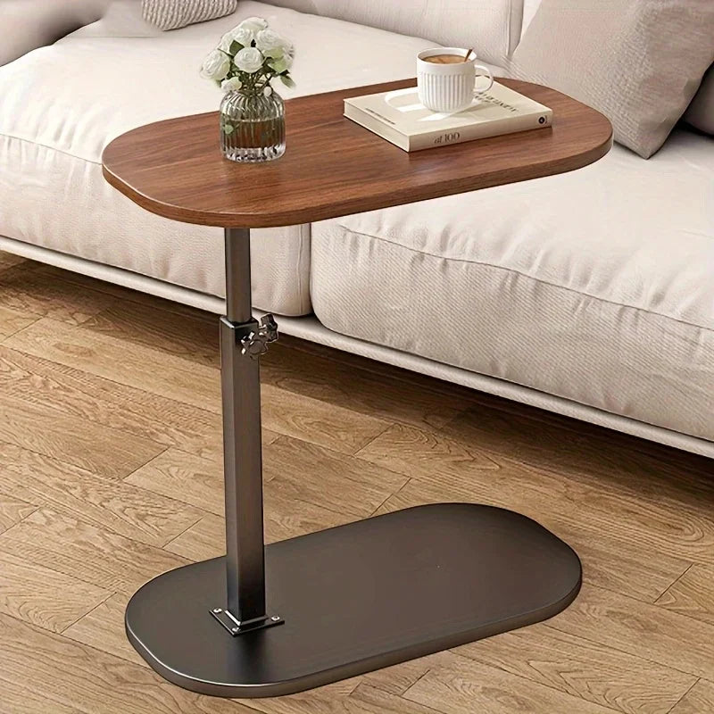 Side Table Height-Adjustable C-Shaped Steel Frame
