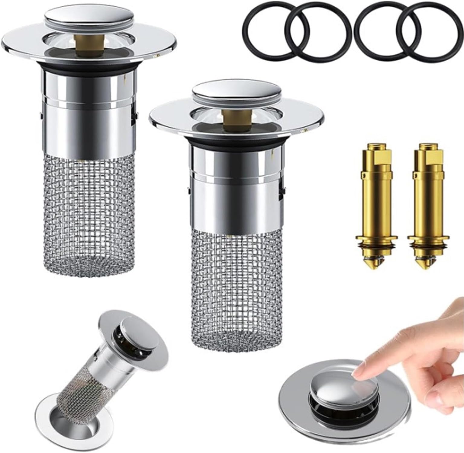 Sink Drain Filter Pop-Up Stainless Steel Hair Catcher