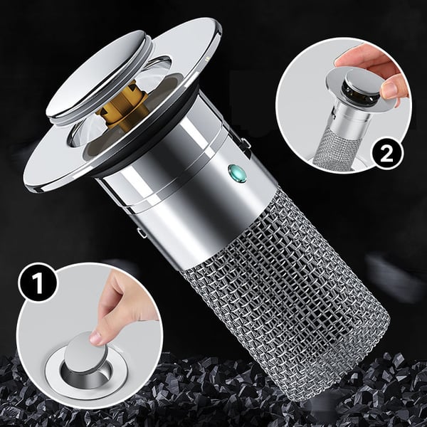 Sink Drain Strainer Pop-Up Stainless Steel Fine Mesh