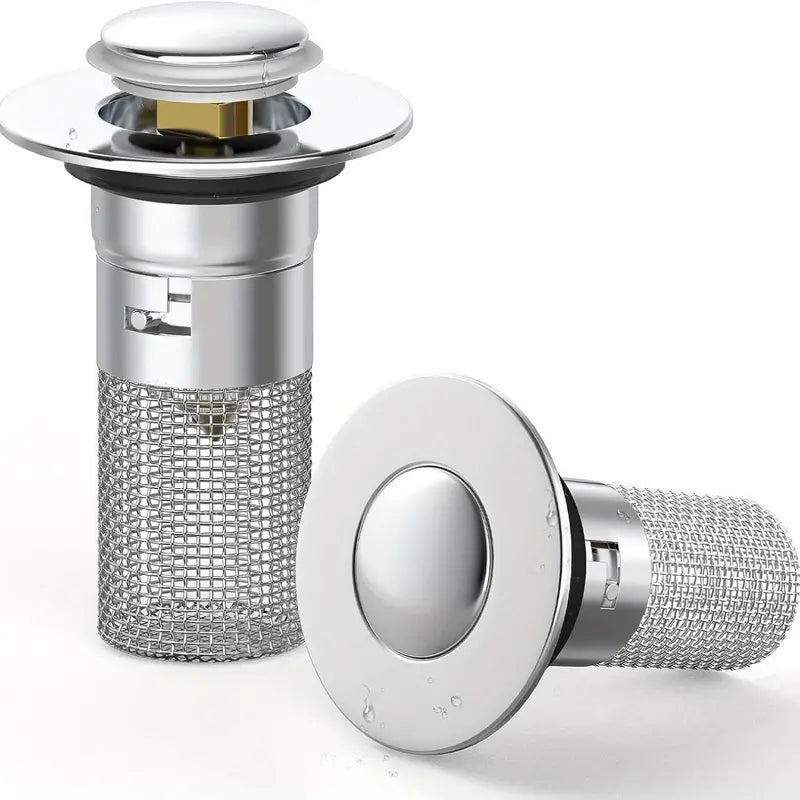 Sink Drain Strainer Pop-Up Stainless Steel Fine Mesh