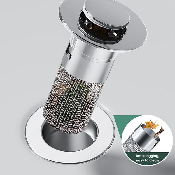 Sink Drain Strainer Pop-Up Stainless Steel Fine Mesh