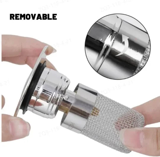 Sink Drain Strainer Pop-Up Stainless Steel Fine Mesh